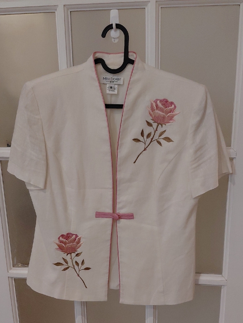 Miss Dorby Cream Top with Pink Accents